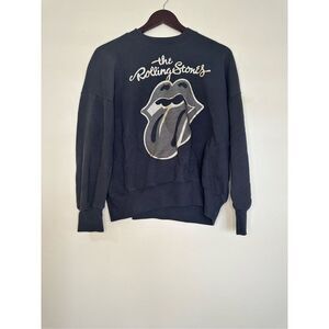 Abercrombie Kids Gray and Gold Glitter Rolling Stones Sweater Size 15/16
